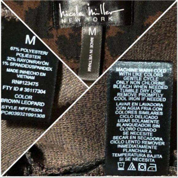 Nicole Miller Leopard Print Sweater Mini Skirt Pencil Brown M - Picture 7 of 8